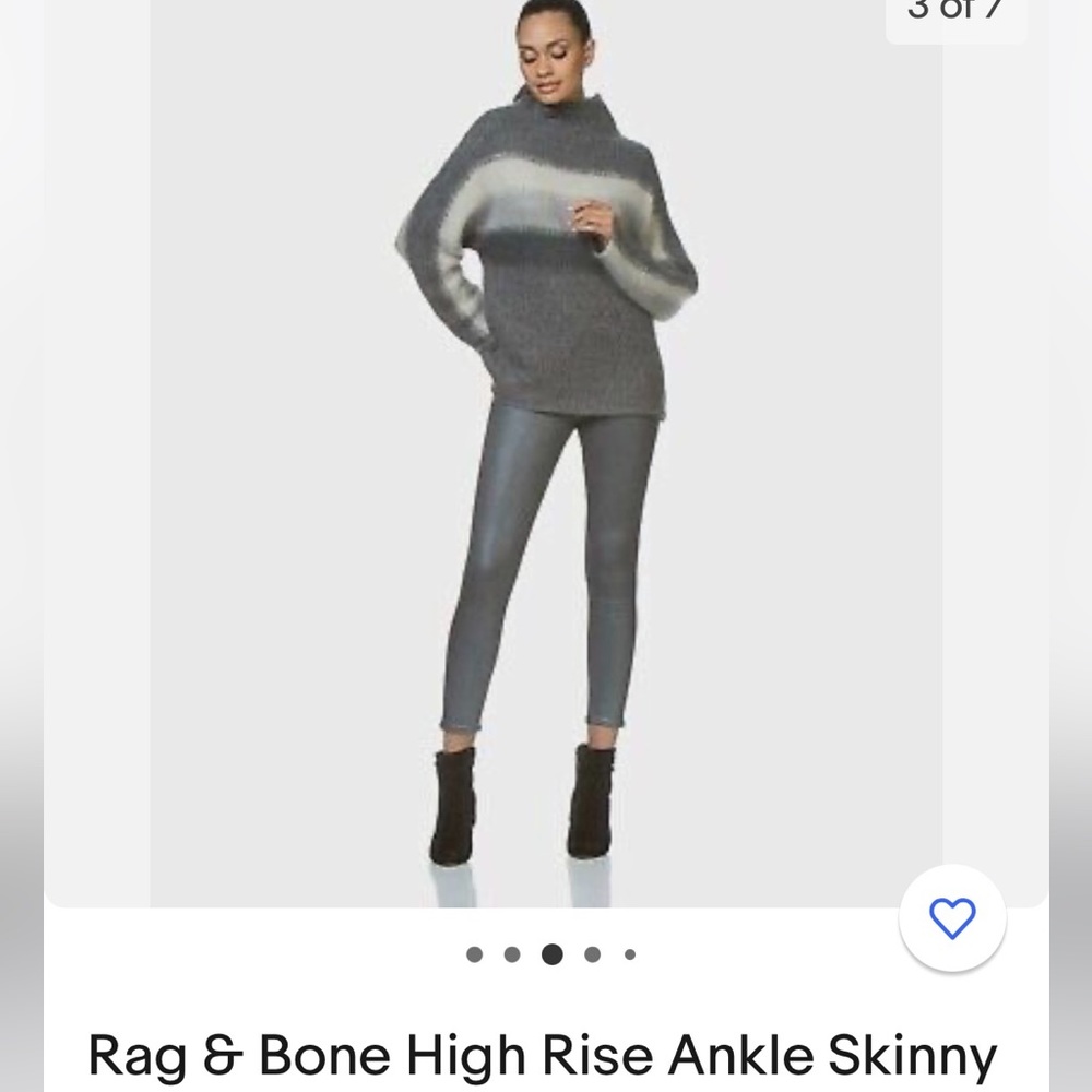 rag & bone high rise ankle skinny jeans in Gunmetal. Size 24. NWT - Picture 2 of 16